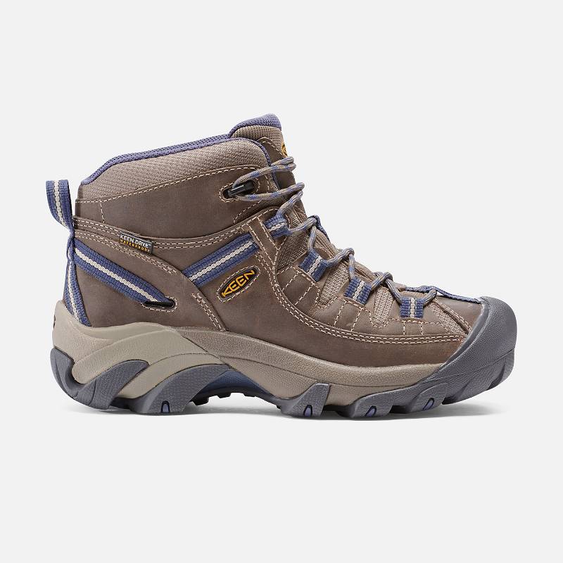 Keen Targhee II Mid Waterproof Wanderstiefel Damen DE-18073 Goat/Crown Blue - Keen Damenschuhe Braun